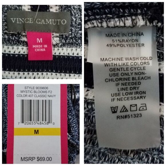 NWT|Vince Camuto Blue Striped Knit Sleeveless Tank Top, MEDIUM - Picture 4 of 4